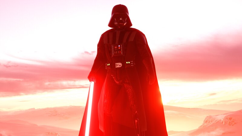 Darth Vader with Lightsaber — Red, Dramatic, Sunset