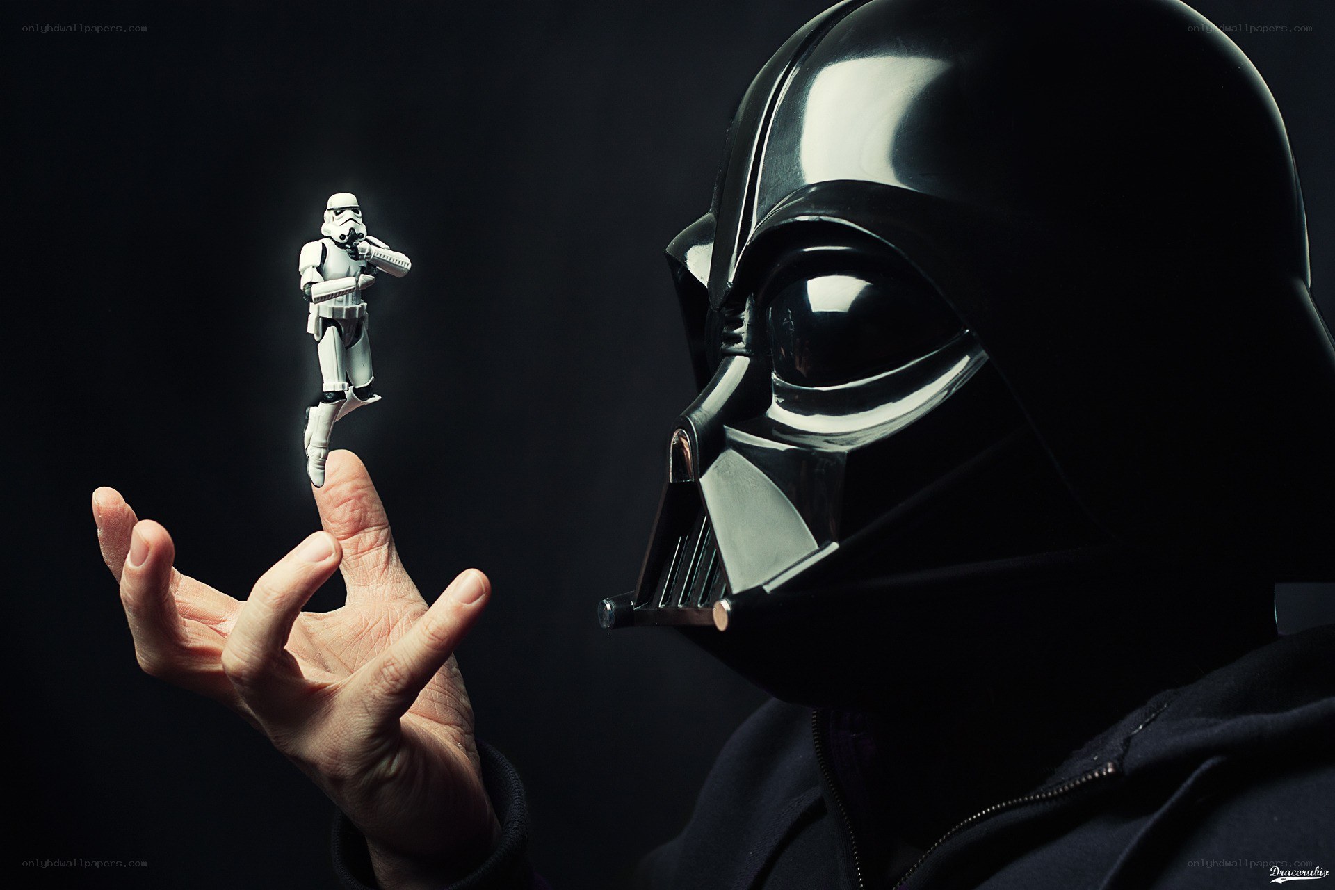Darth Vader with stormtrooper figure