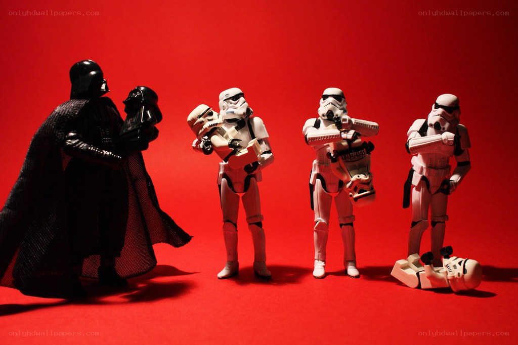 Darth Vader with stormtroopers