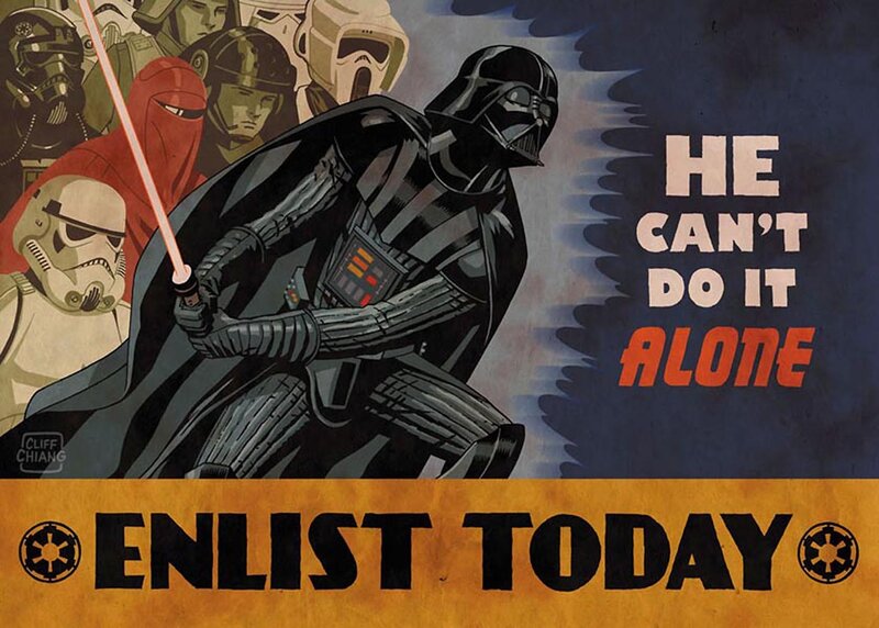 Darth Vader with Stormtroopers — Black, Dramatic, Illustration