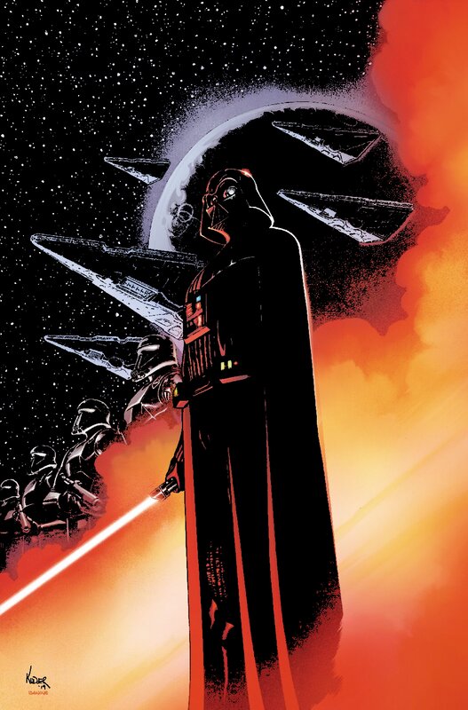 Darth Vader with Stormtroopers — Black, Dramatic, Night, Comic