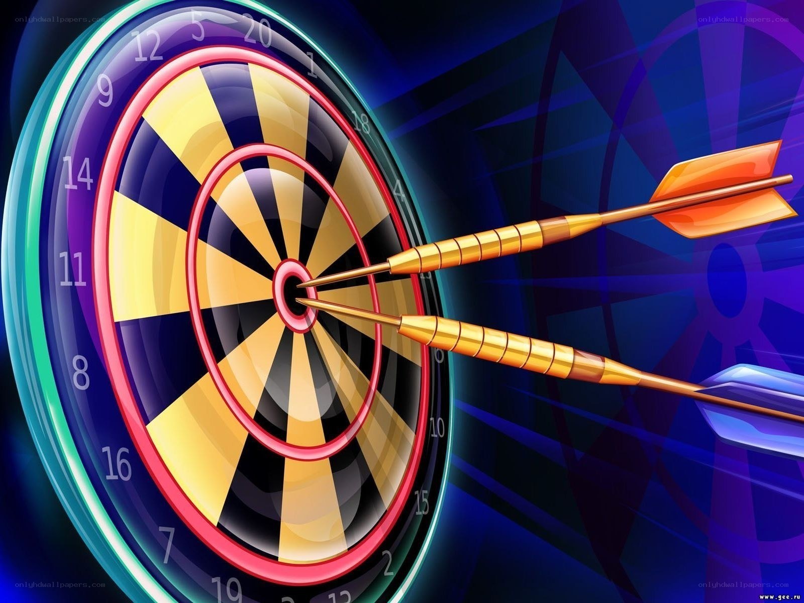 Darts hitting the bullseye
