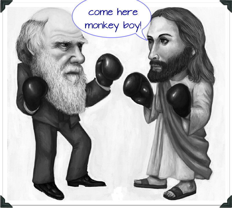 Darwin and Jesus Boxing