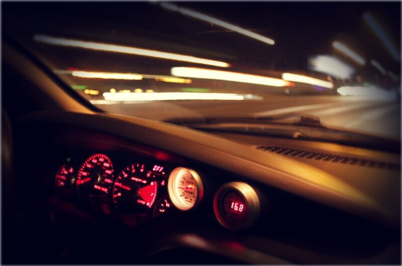 Dashboard at night with motion blur