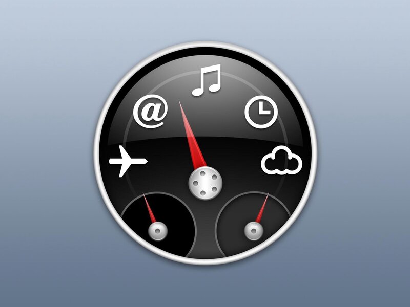 dashboard gauge with icons