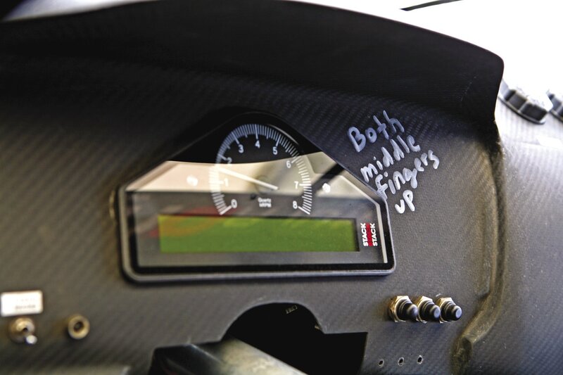 dashboard with handwritten note