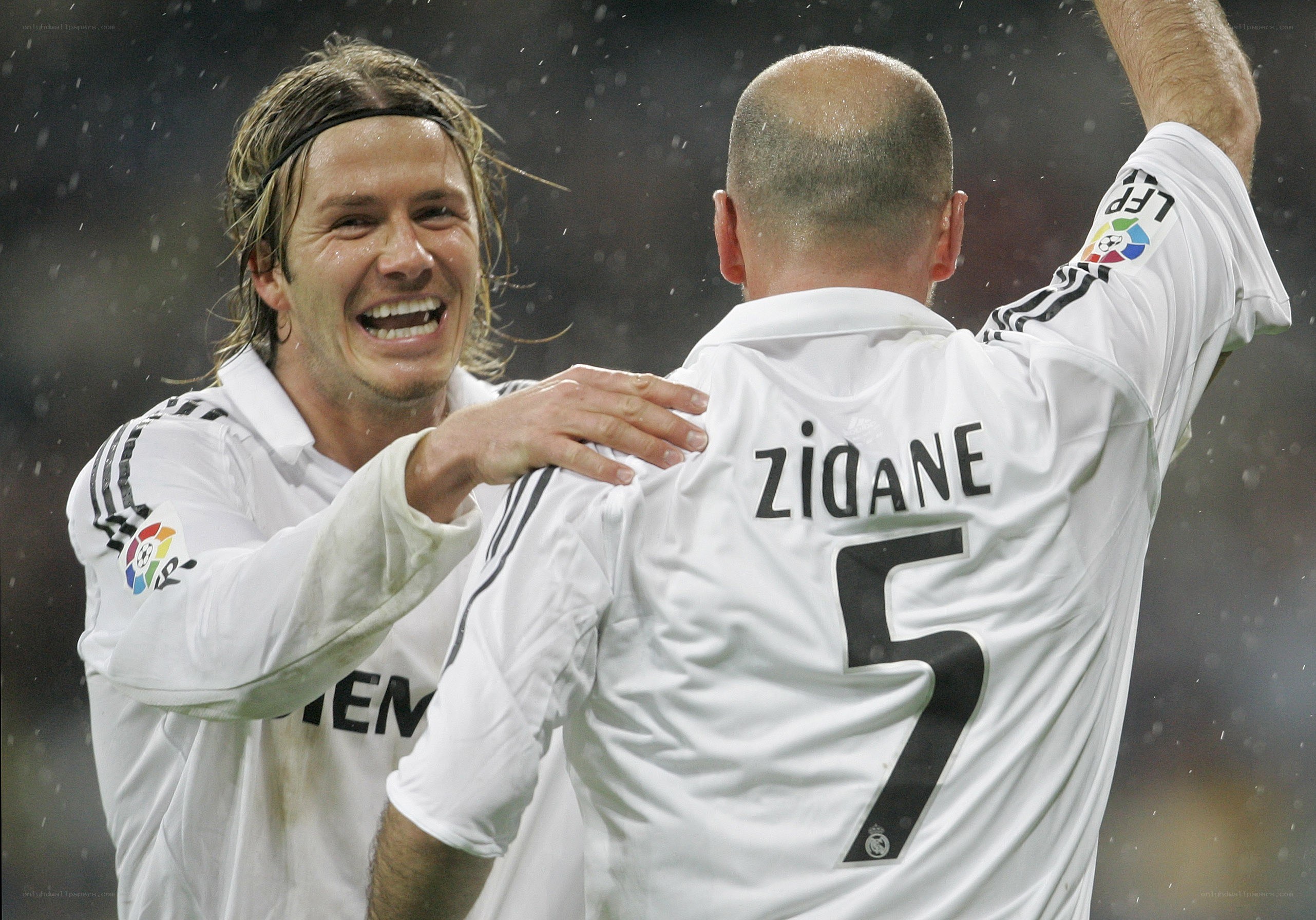 David Beckham and Zidane celebrating