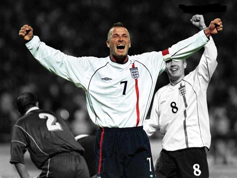 David Beckham celebrates goal