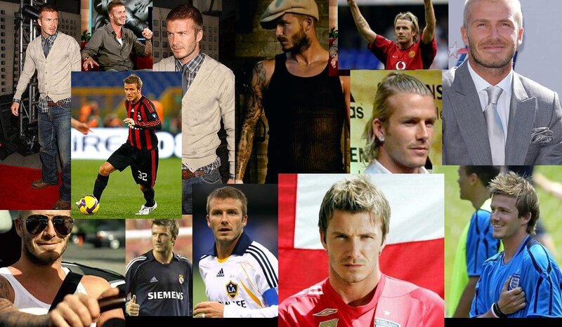David Beckham Collage — White, Confident