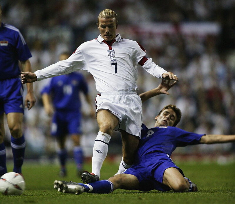 David Beckham in action during a match