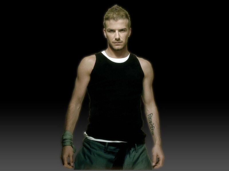 David Beckham in black tank top