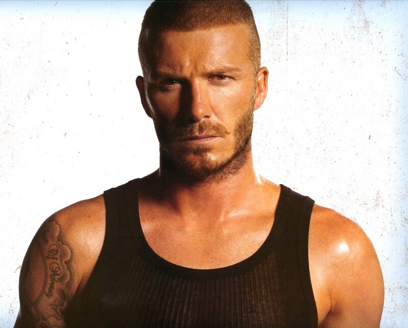 David Beckham in black tank top
