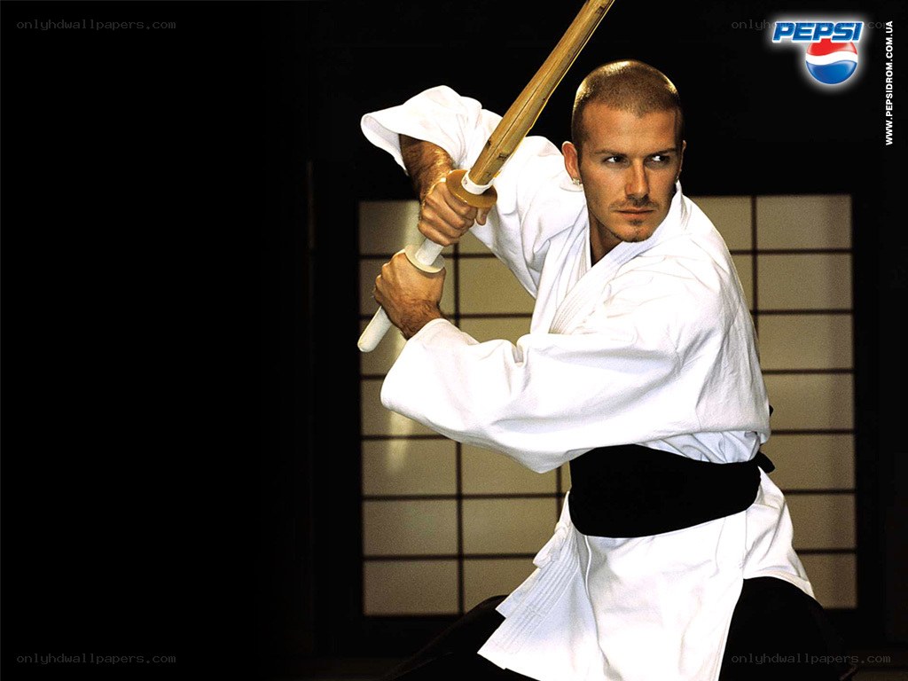 David Beckham in martial arts pose