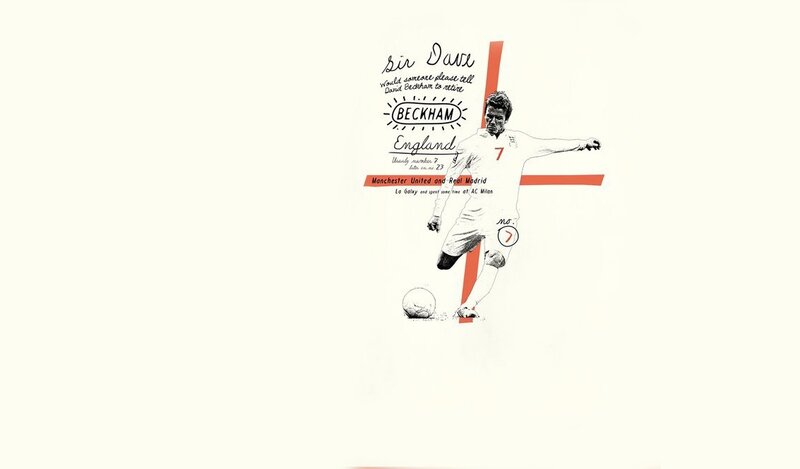 David Beckham Kicking Ball — White
