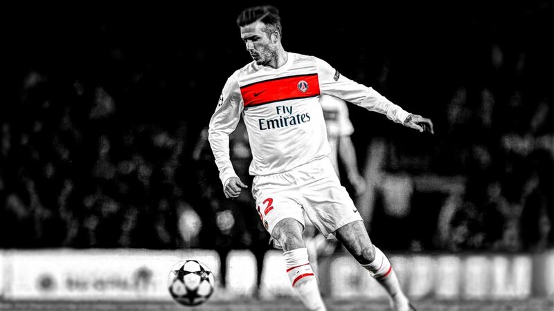 David Beckham Playing Soccer — White