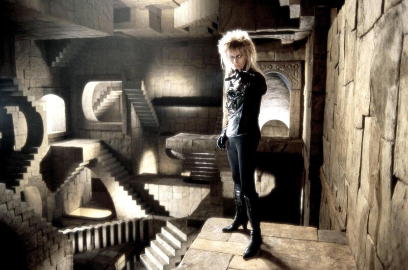 David Bowie in a stone labyrinth