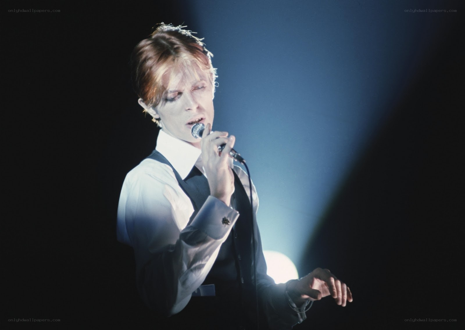 David Bowie performing on stage