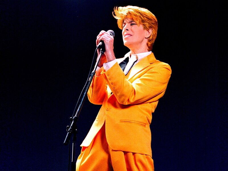 David Bowie performing on stage