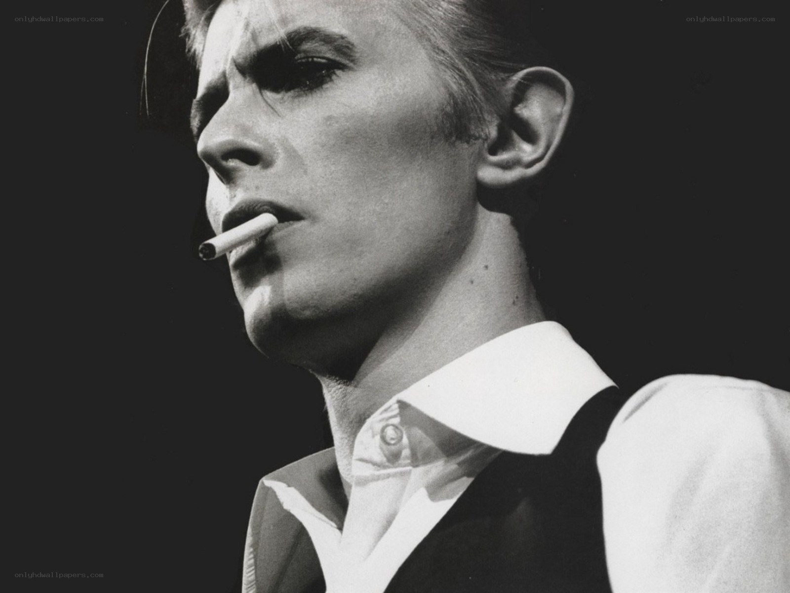 David Bowie smoking a cigarette