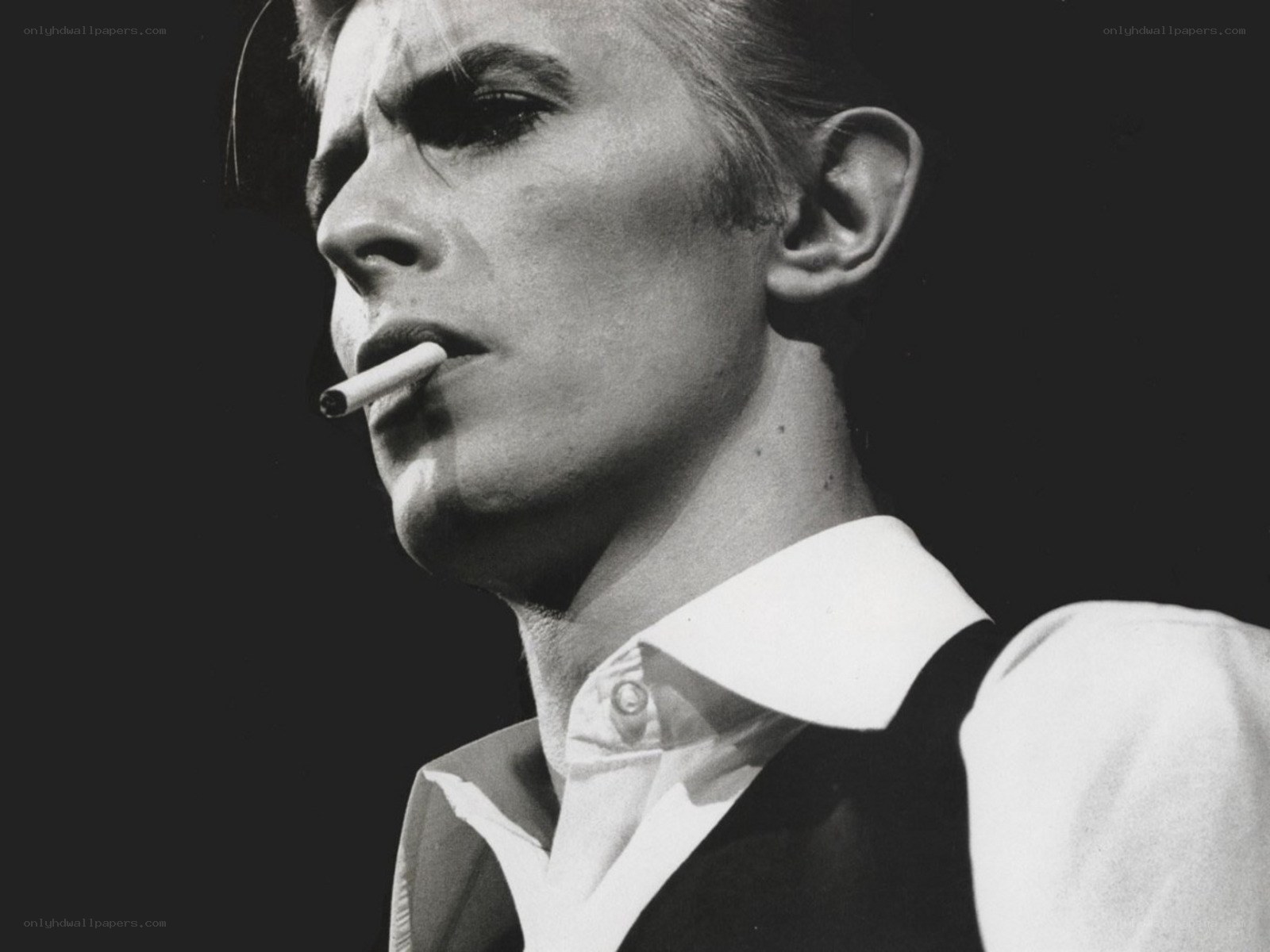 David Bowie smoking a cigarette