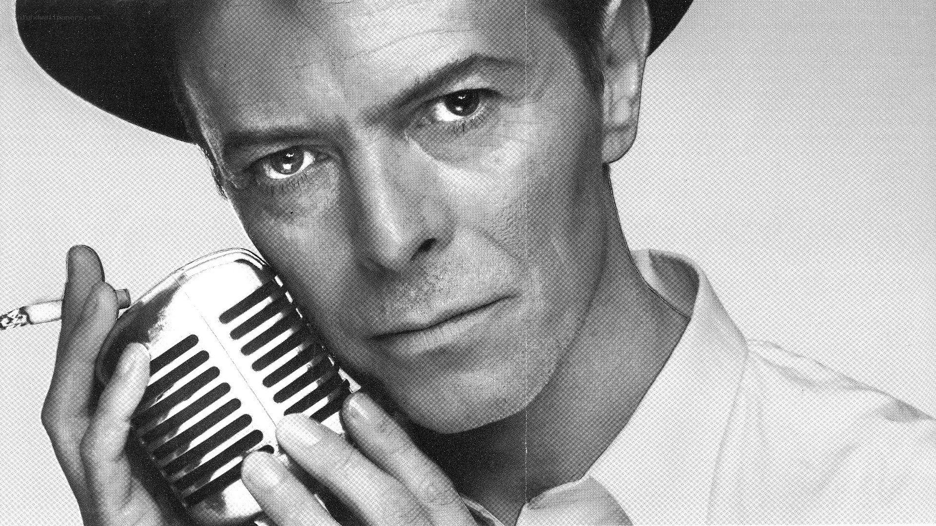 David Bowie with microphone