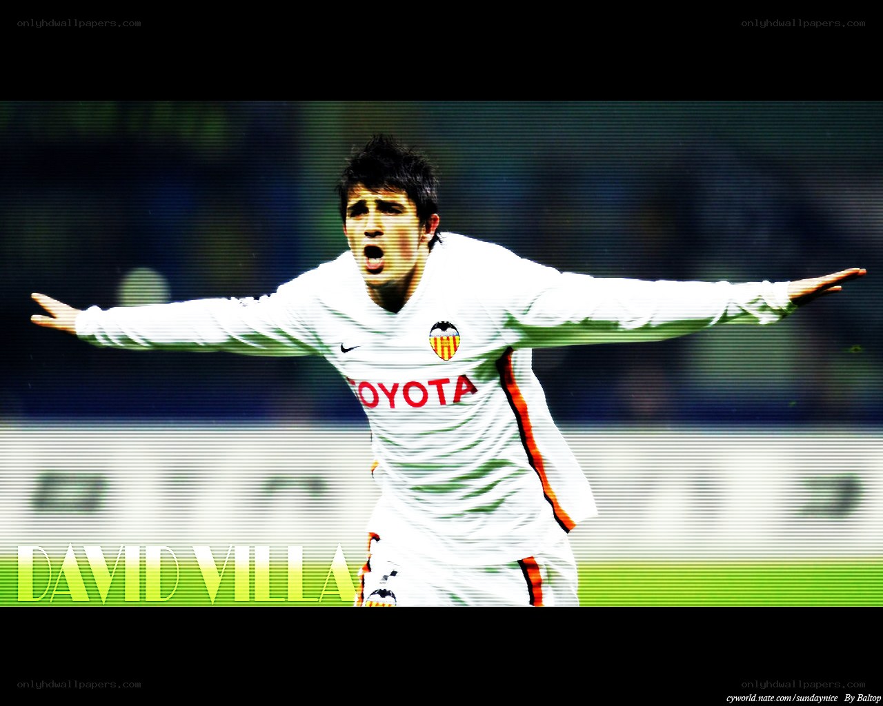 David Villa celebrating goal