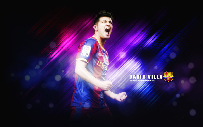 David Villa Celebrating — Purple
