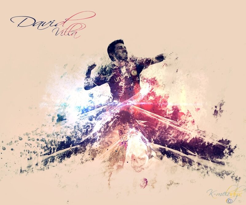 David Villa football art