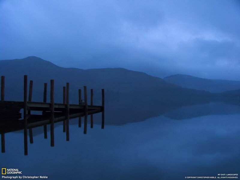 Dawn at a lakeside dock
