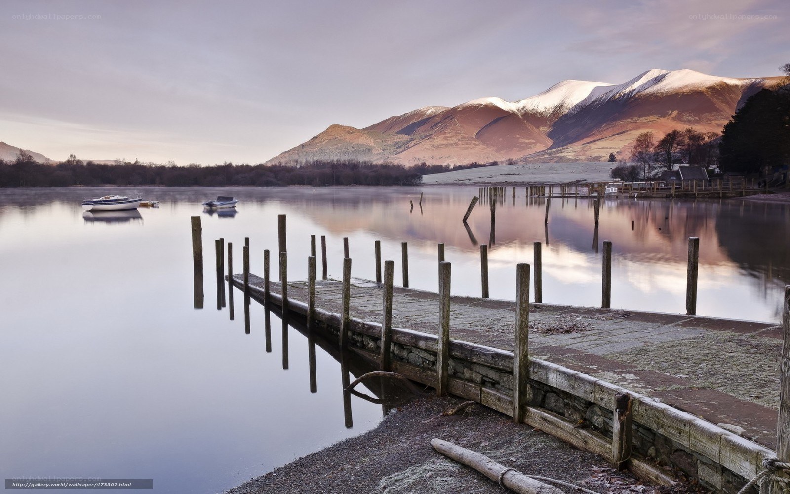 Dawn at a lakeside dock