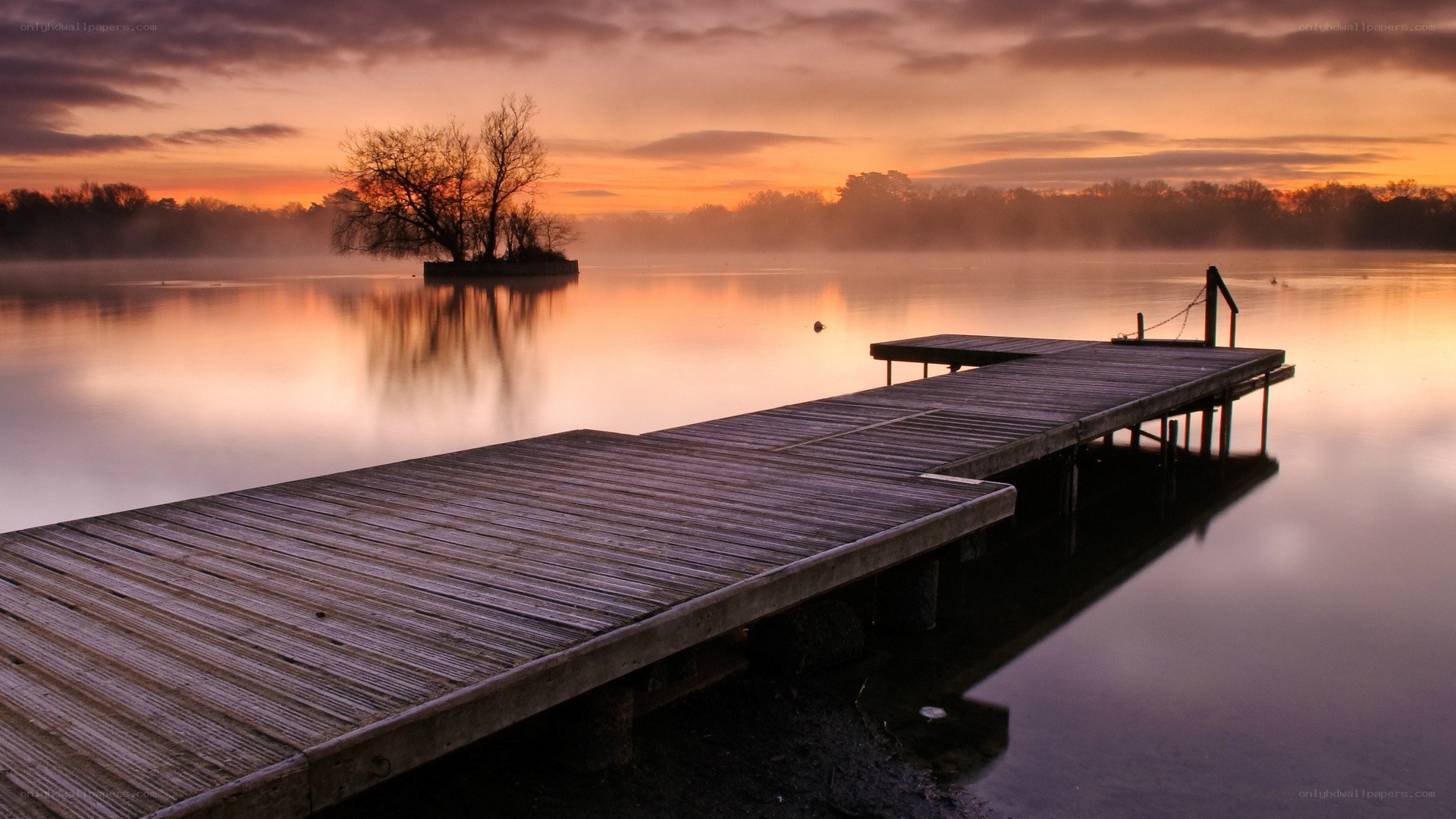 Dawn at the lake dock