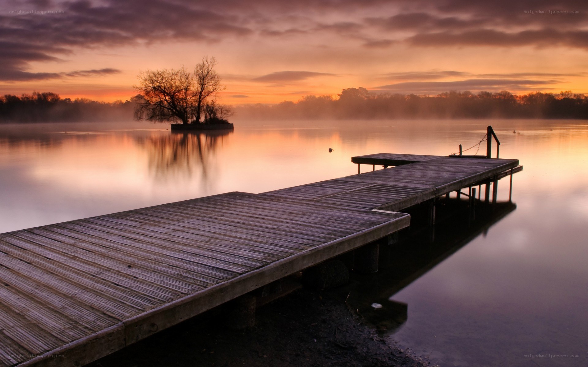 Dawn at the lake dock