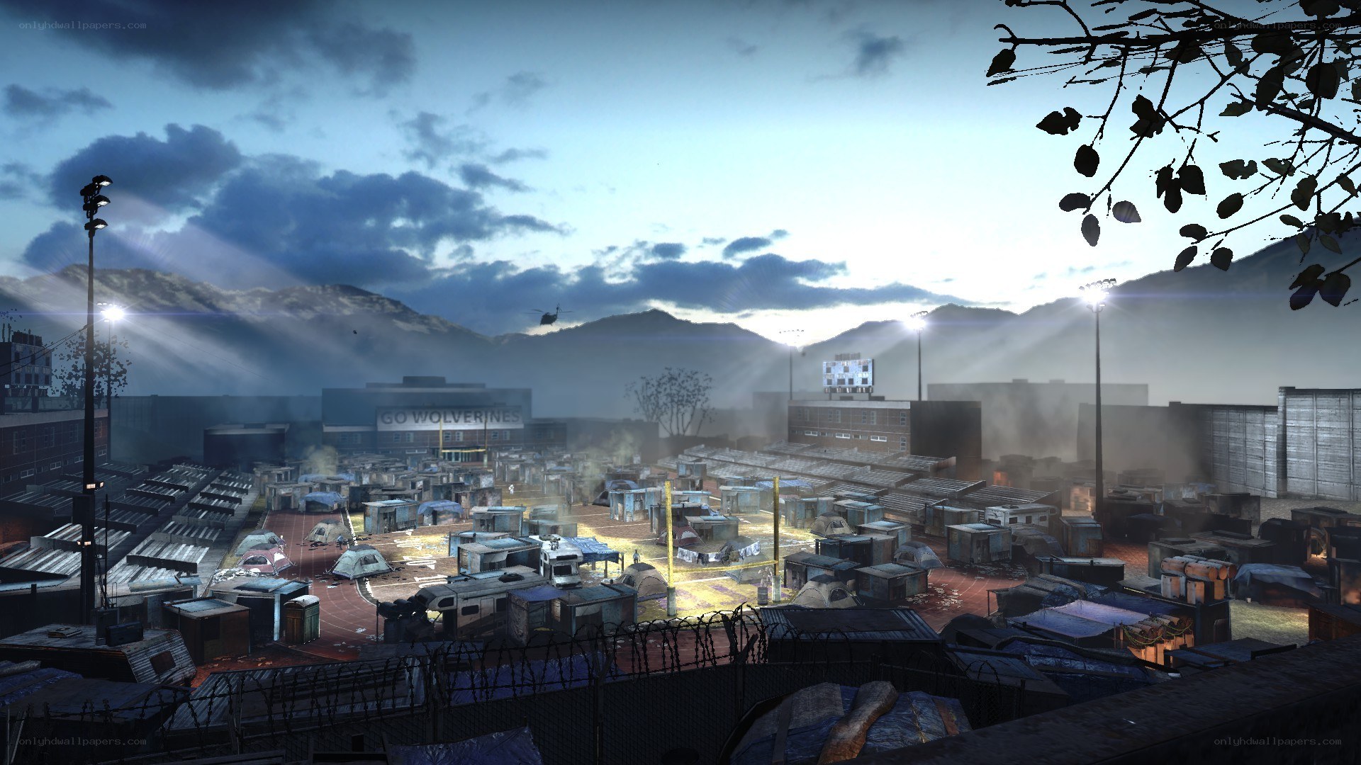 Dawn over a war-torn camp
