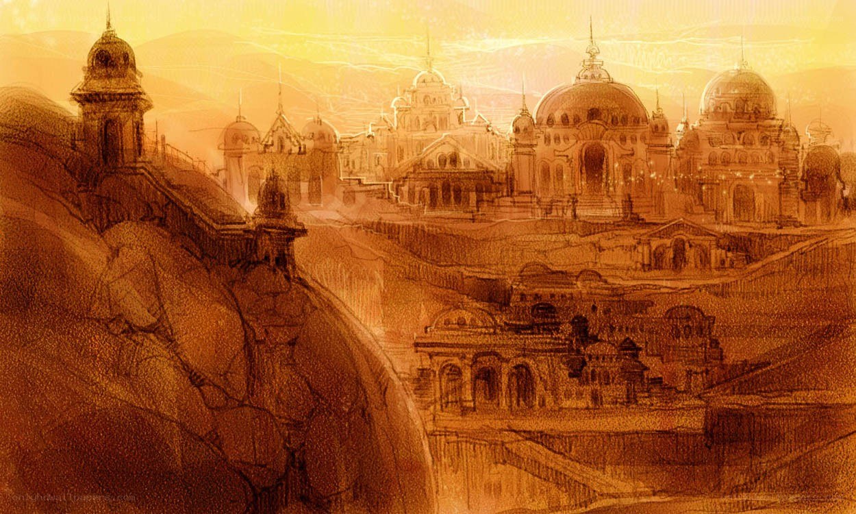 dawn over ancient city