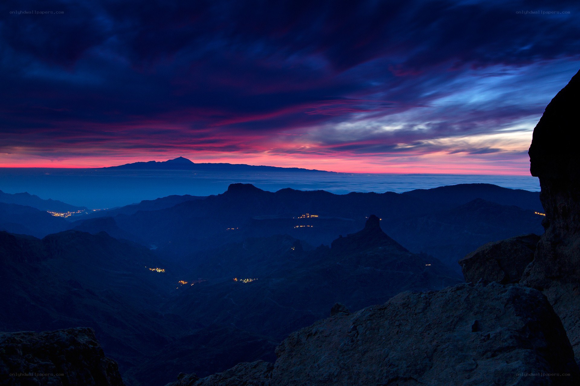 dawn over mountainous landscape