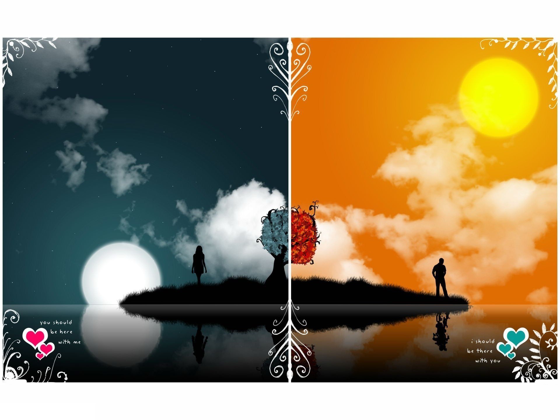 Day and night love scene