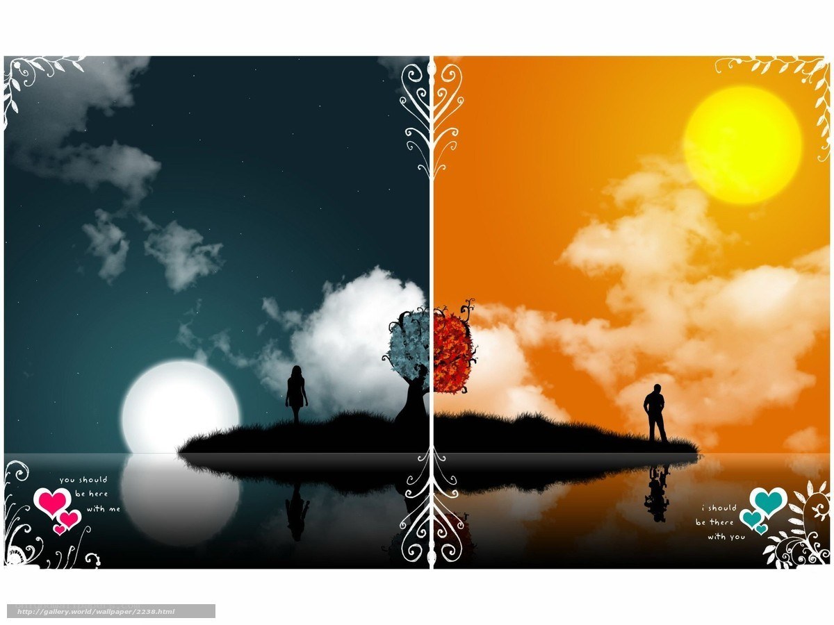 Day and night love scene