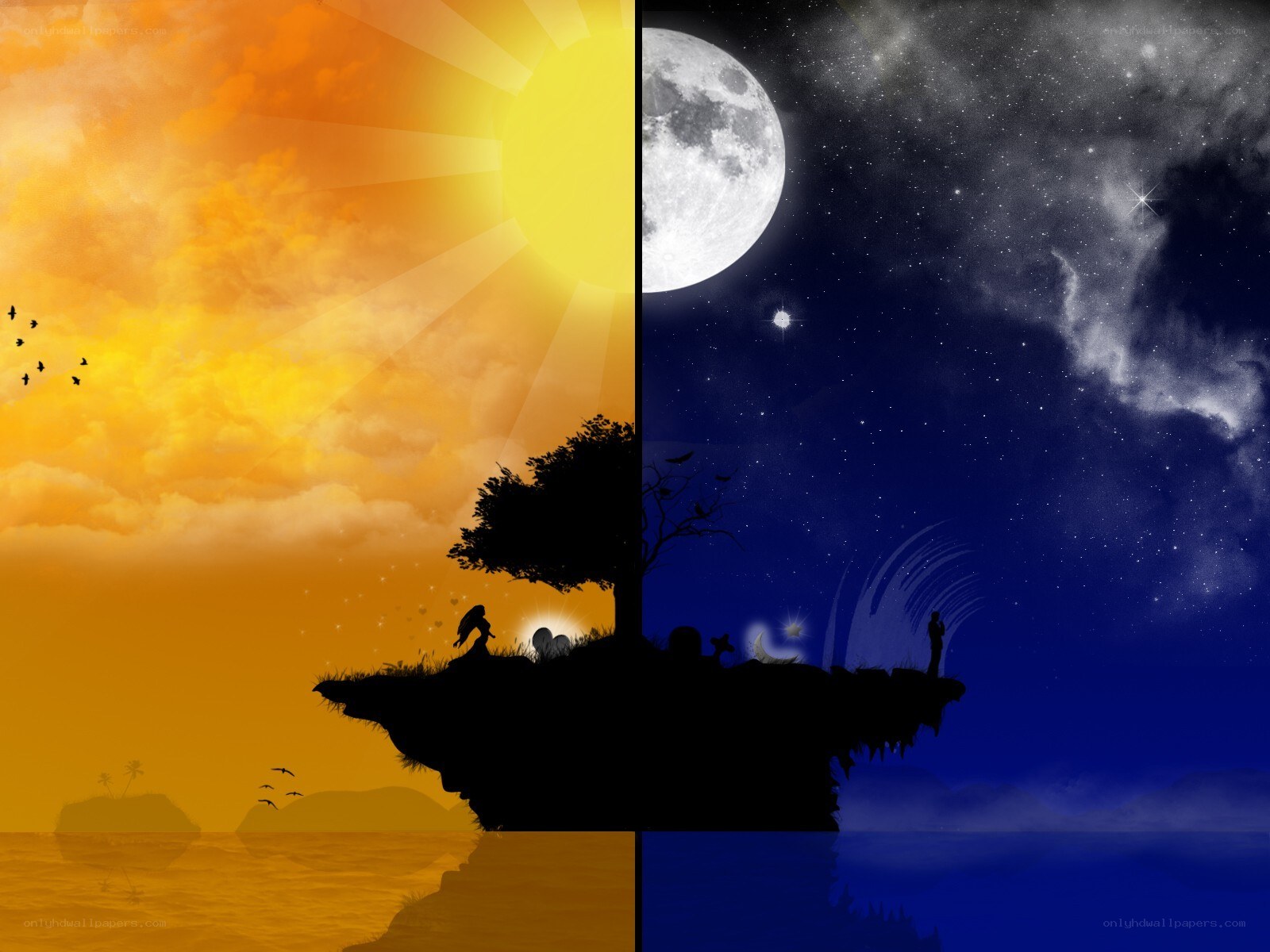 Day and night on a cliff