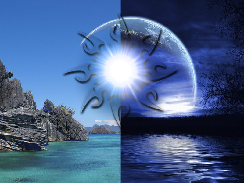 Day and night split landscape