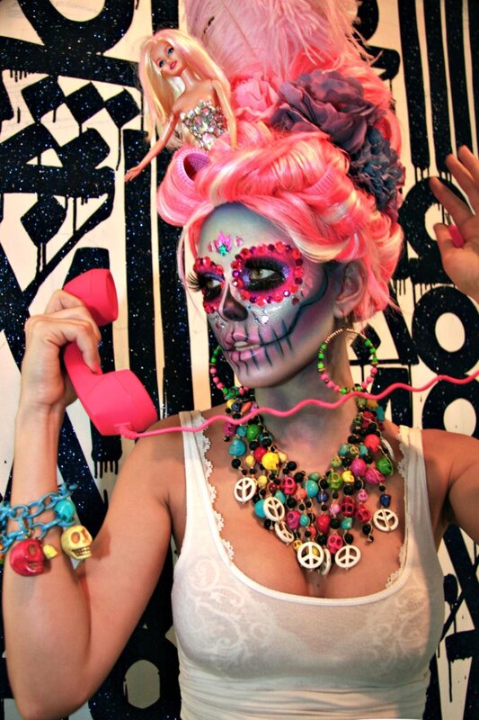 Day of the Dead makeup with doll