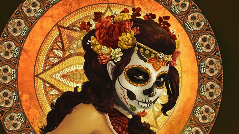 Day of the Dead woman with flowers