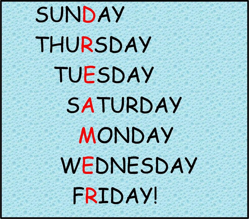 Days of the Week Text