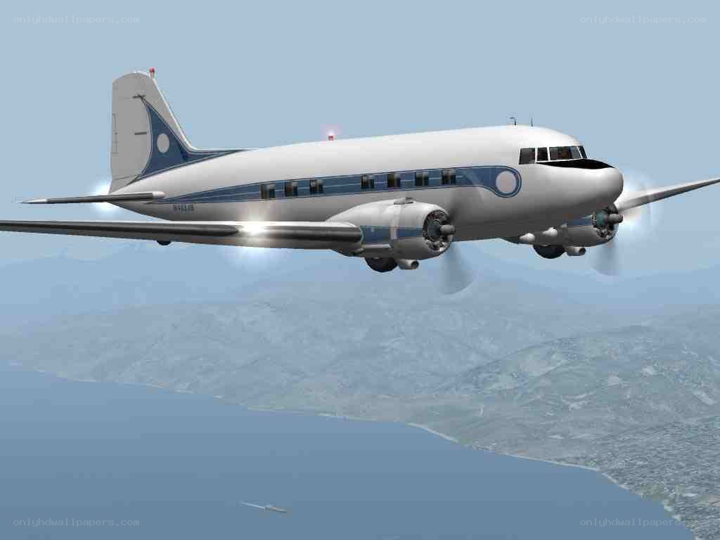 DC-3 airplane in flight