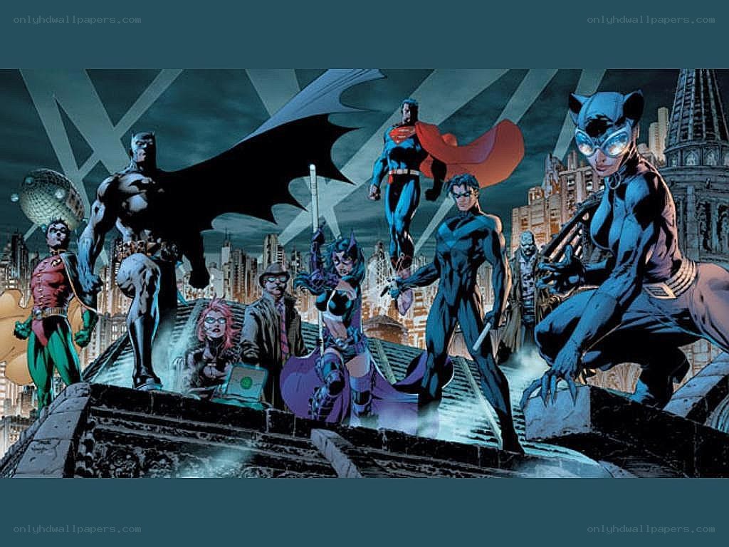 DC Comics heroes on rooftop