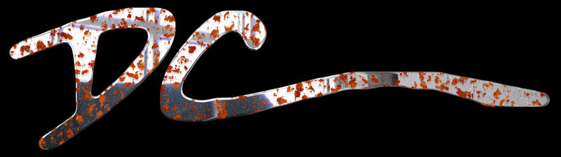 DC logo with rust texture