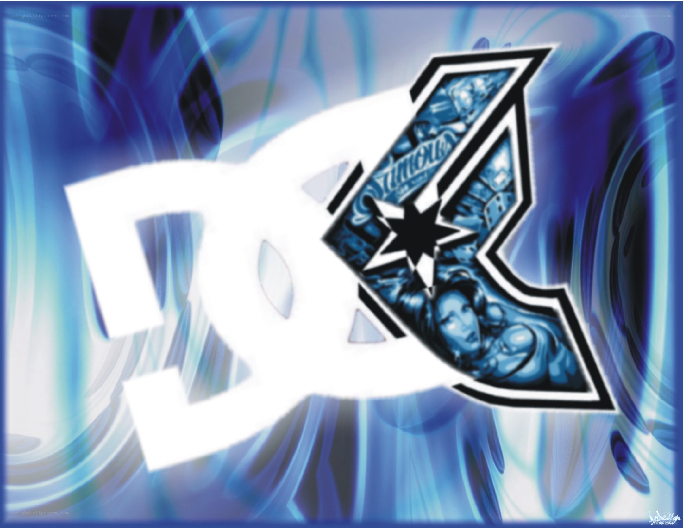 DC Shoes logo on blue background