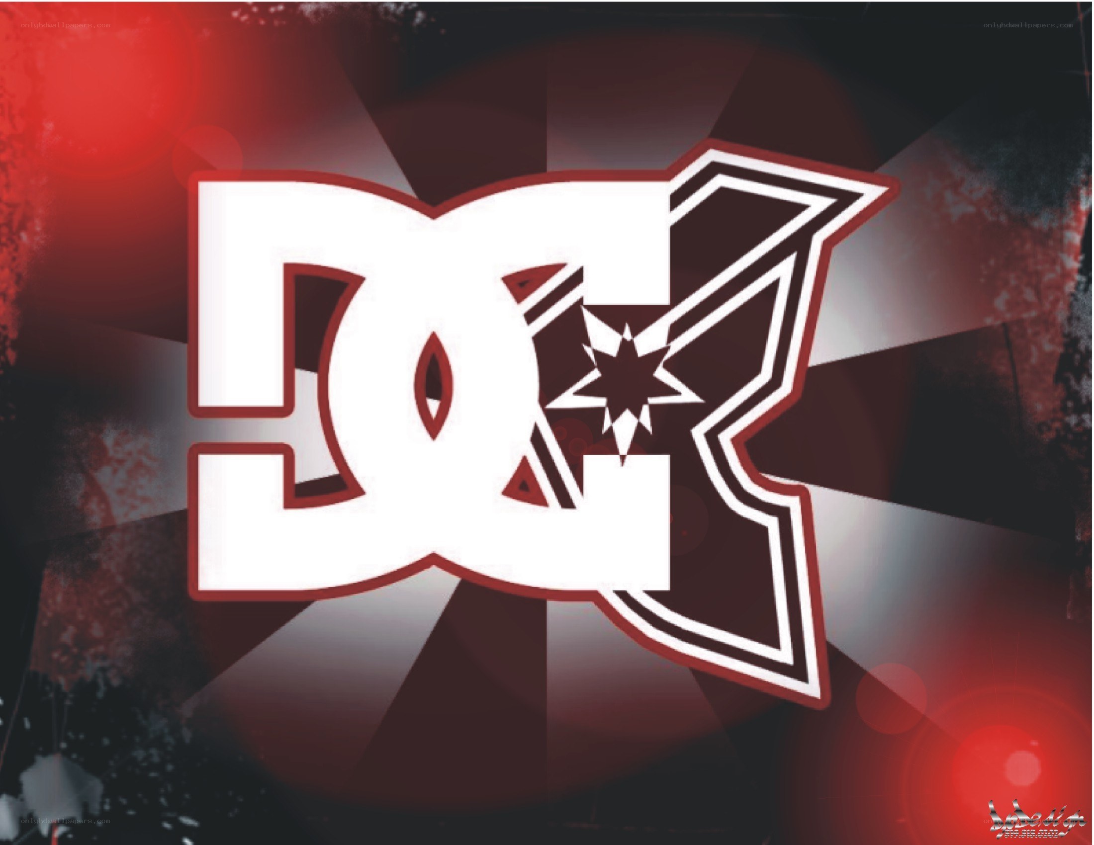 DC Shoes logo on red background