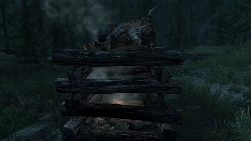 Dead Bull on Log Pile