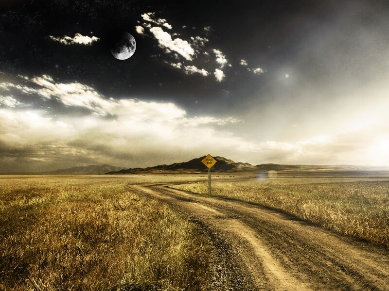 Dead End Road Sign — Brown, Dramatic