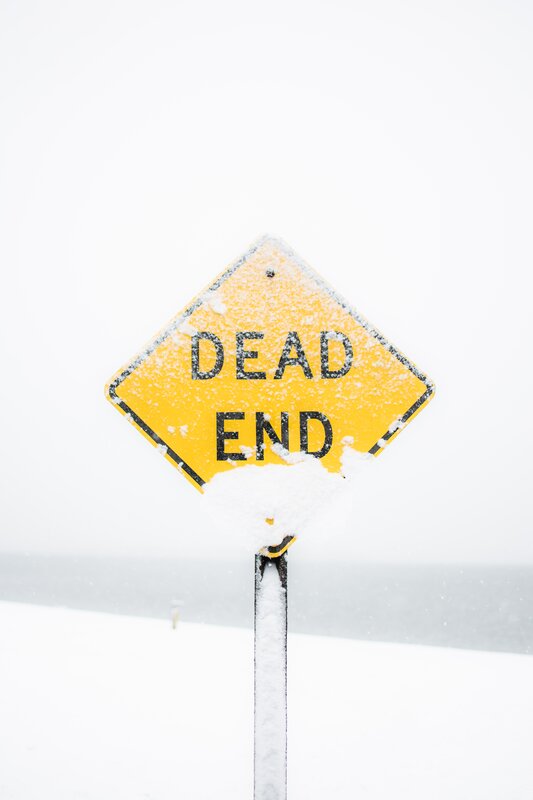 Dead End Sign in Snow